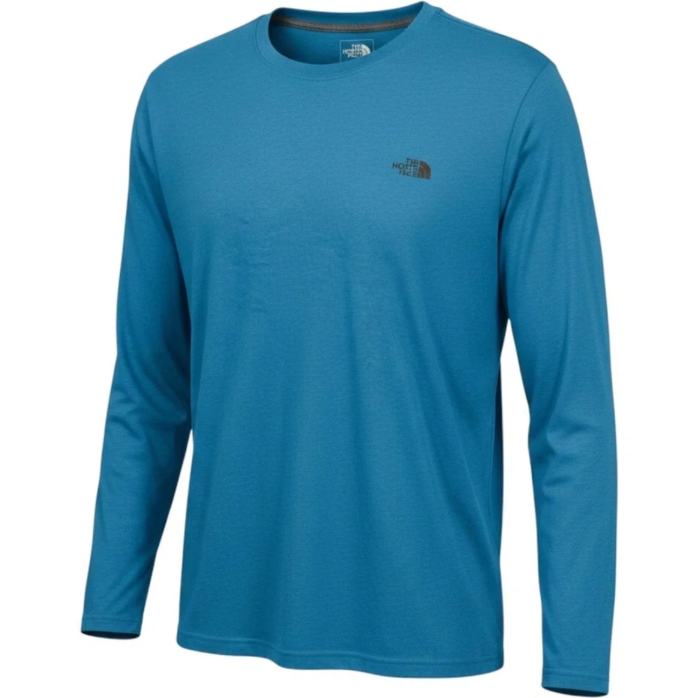 THE NORTH FACE Long Sleeve Shirt Mens XL Blue Heathered Crewneck Logo Activewear